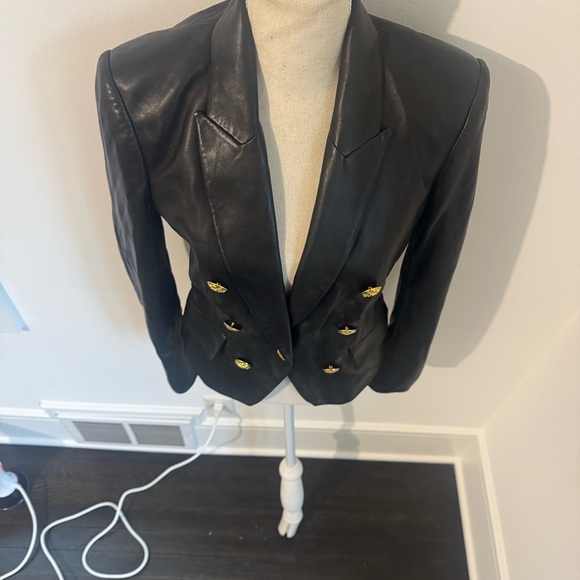 Veronica Beard Black Leather Blazer - Picture 6 of 14